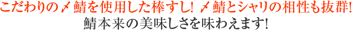 こだわりの〆鯖を使用した棒すし! 〆鯖とシャリの相性も抜群!鯖本来の美味しさを味わえます!