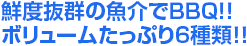 鮮度抜群の魚介でBBQ!!ボリュームたっぷり6種類!!