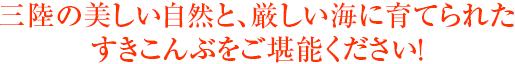 三陸の美しい自然と、厳しい海に育てられたすきこんぶをご堪能ください!